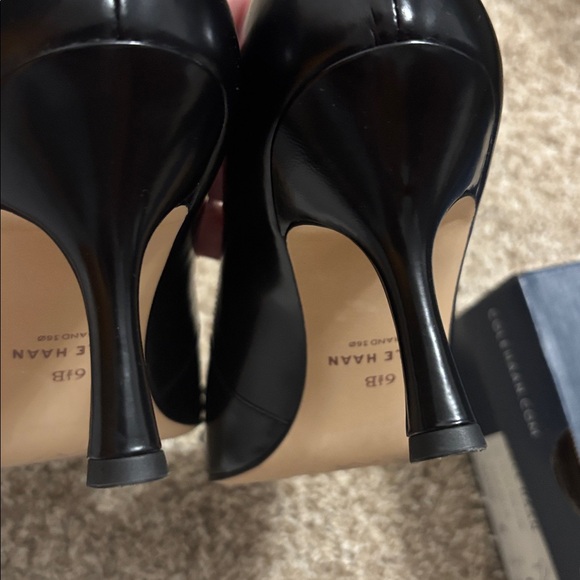 Cole Haan Black Heels with Gold Accent - Picture 4 of 6